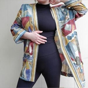 Trac Colorful Geometric Women's Shirt Jacket